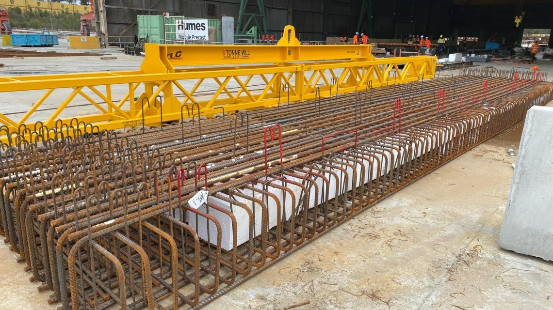 EPS void formers positioned within reinforced concrete beam cages
