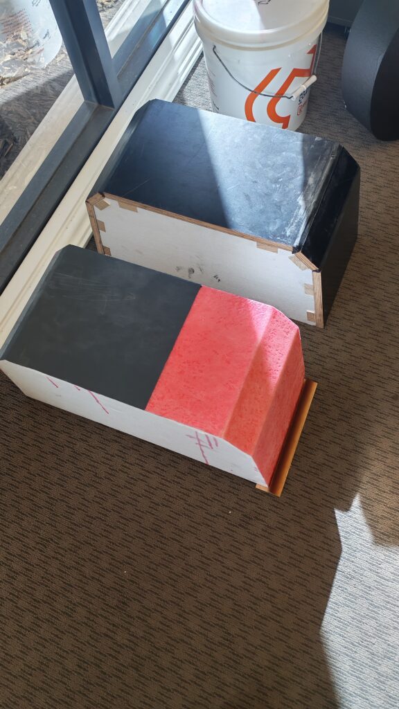 Coated foam and plywood-faced sample pieces
